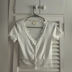 Caution To The Wind White Ruffled Button Down Blouse